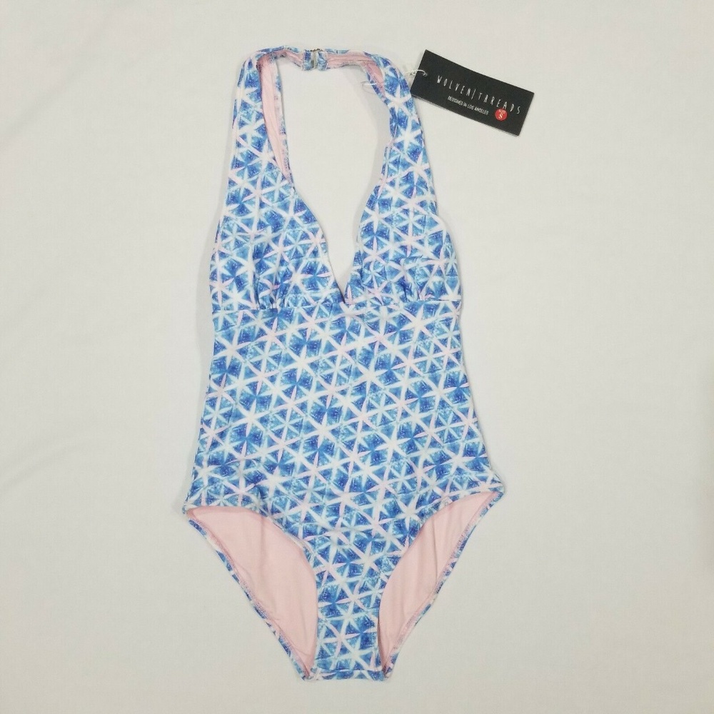 NWT Wolven Threads Eco Friendly Blue White Stars One Piece Bathing Suit …